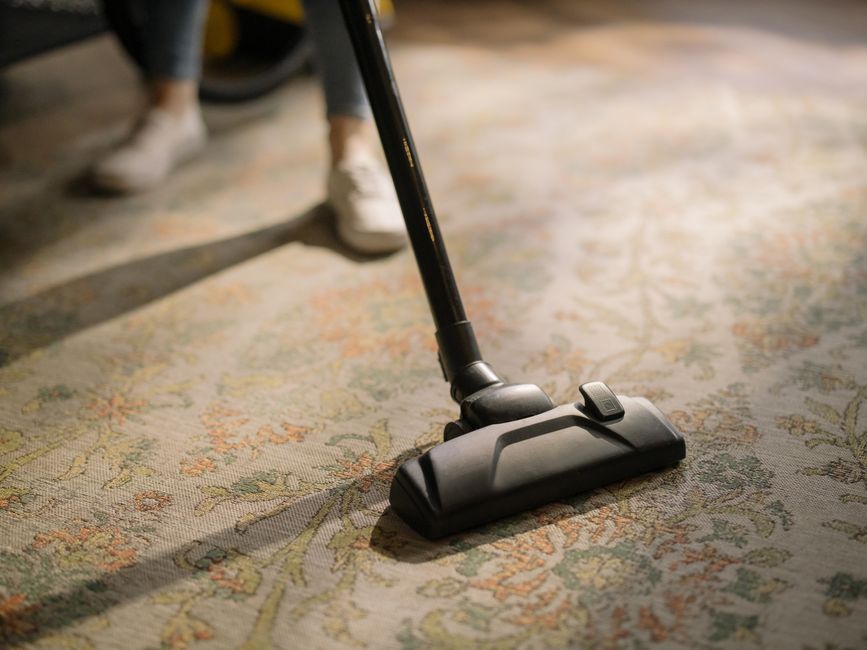 Professional carpet steam cleaner machine in action
